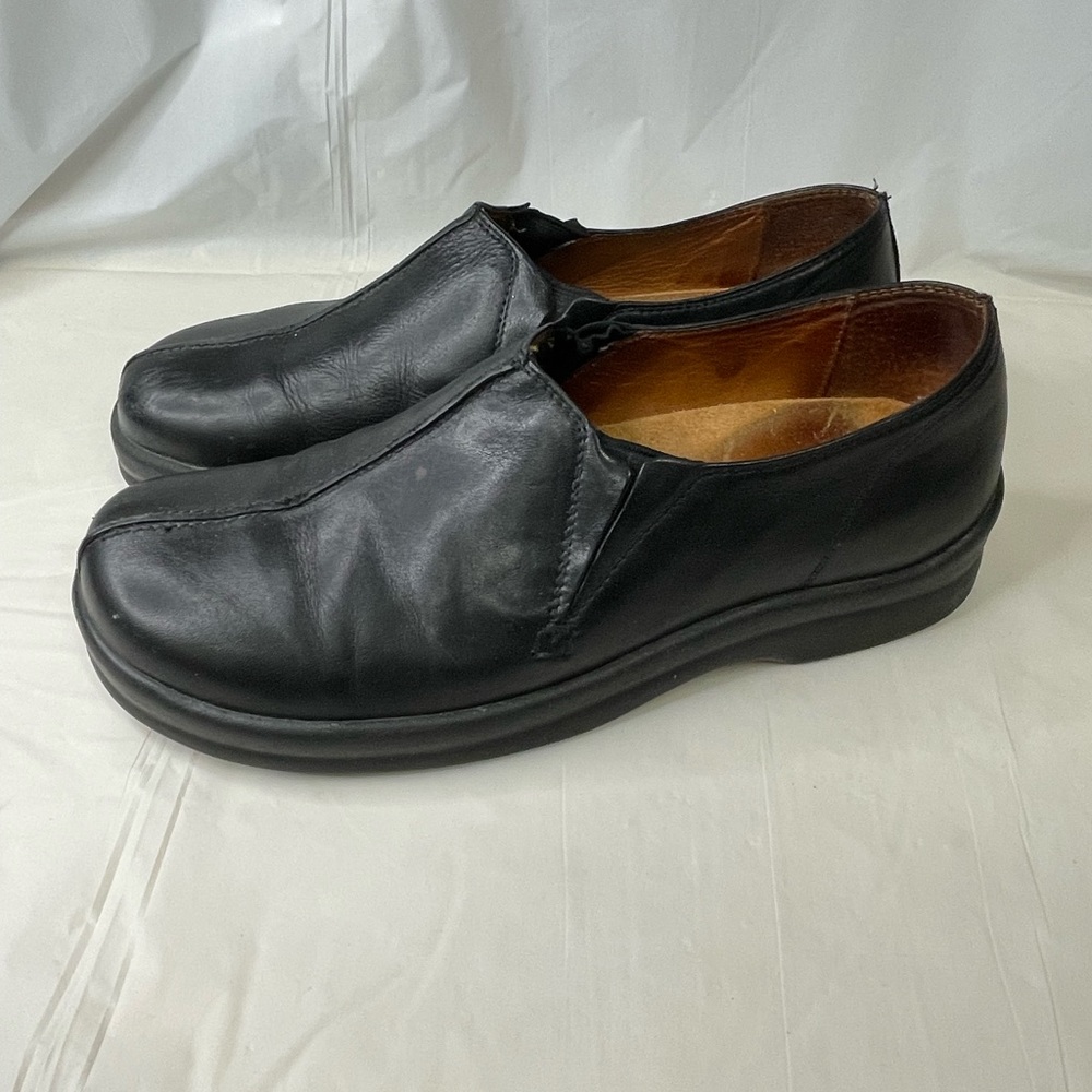 Footprints Birkenstock Women 40 US 9.5 Napoli Black Leather Slip On Loafer Shoes